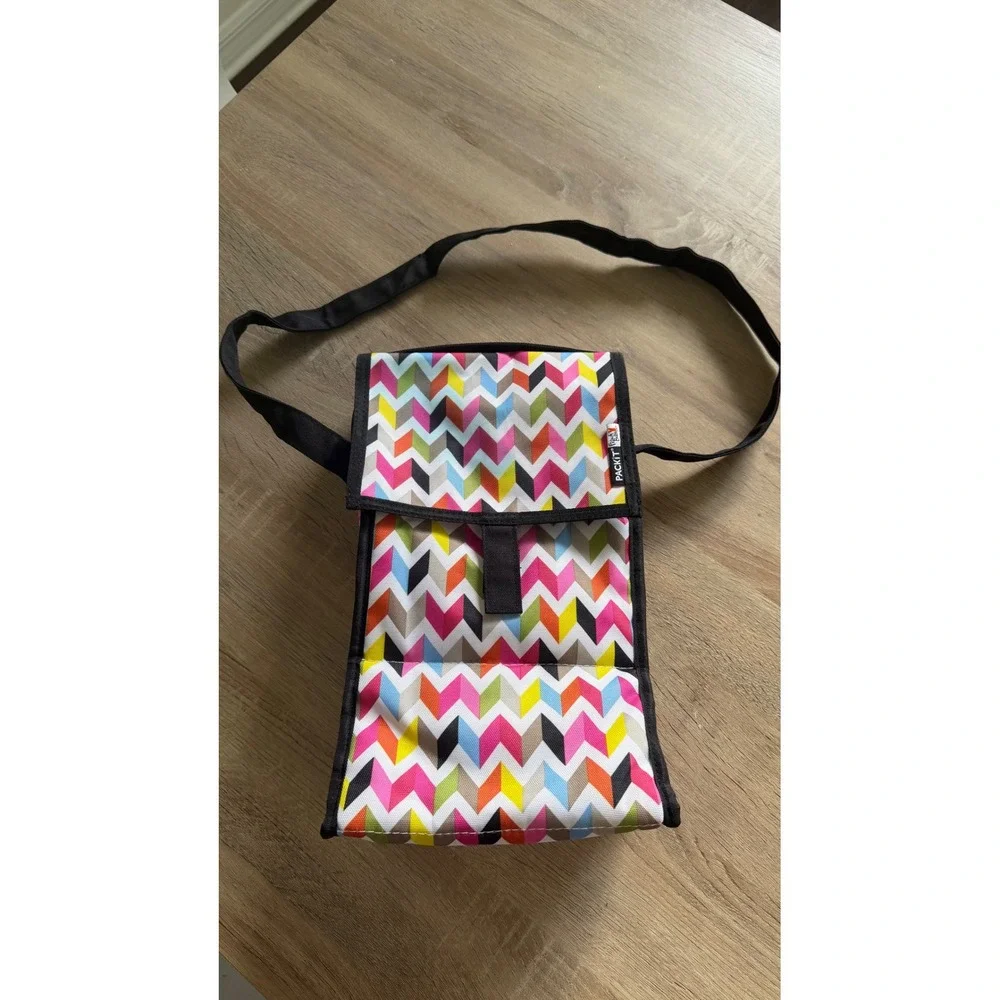 PackIt Freezable Lunch Bag French Bull Ziggy Chevron Multicolor Cooler Bag